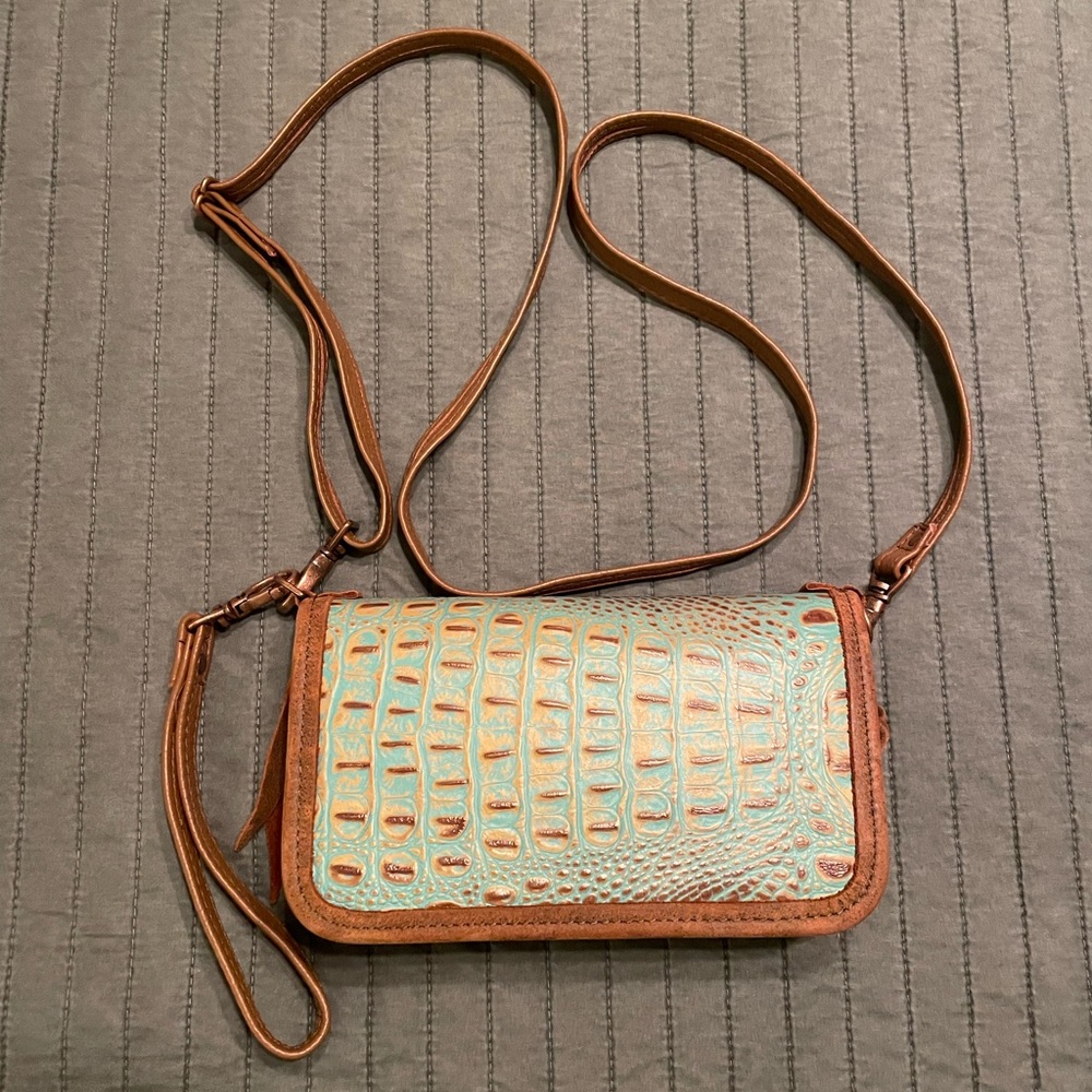 Double J Mint Crocodile Leather organizer